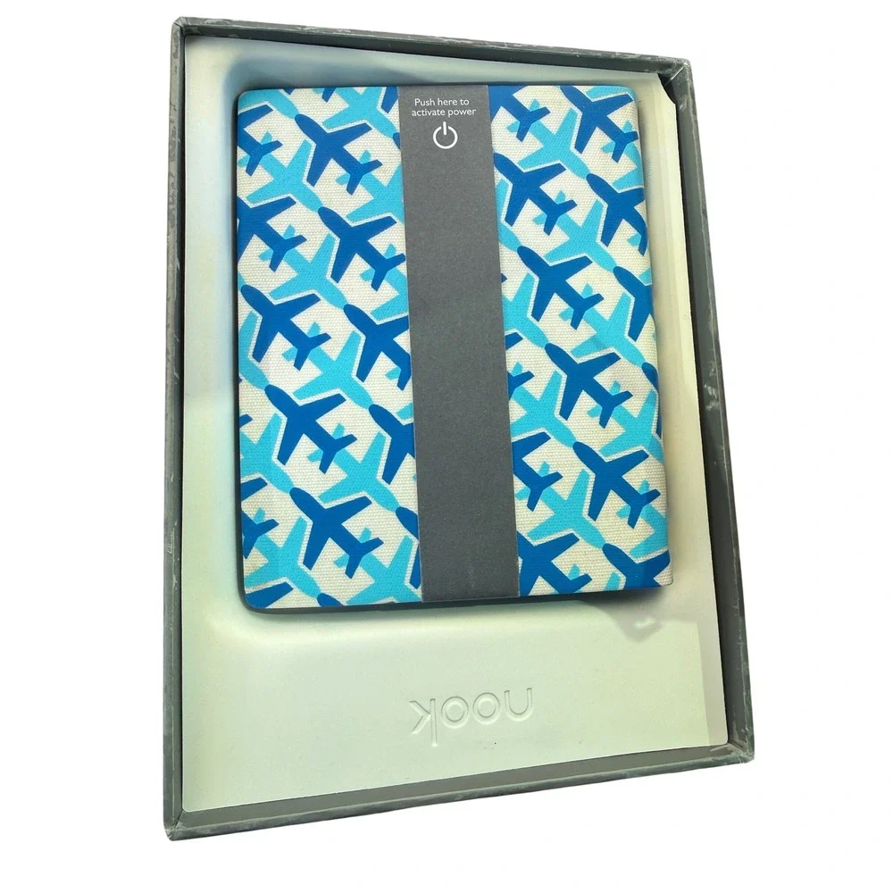 Jonathan Adler for NOOK 2nd Edition Jet Set Cover Blue Airplane Print orig box‎